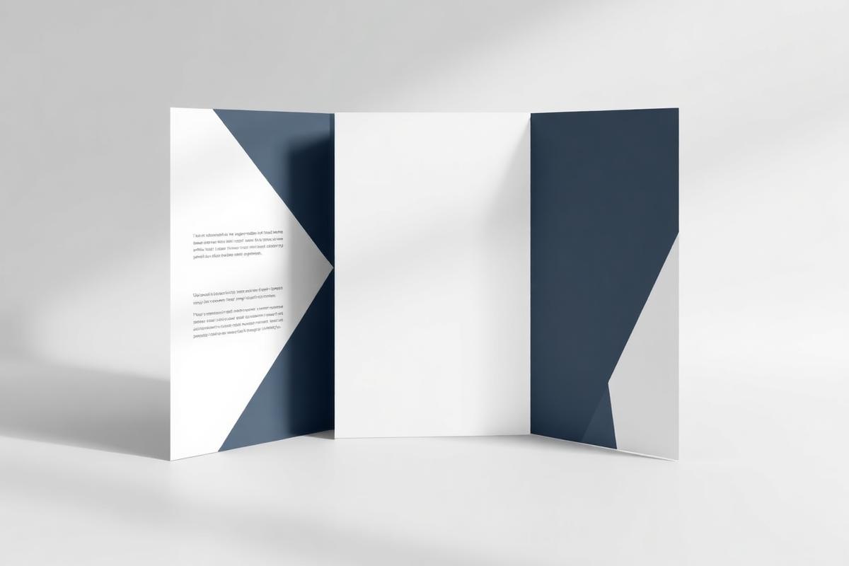Trifold corporate brochure design mockup on a light background